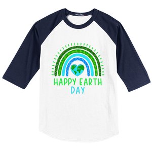 Happy Earth Day 2024 Cute Rainbow Earth Lover Baseball Sleeve Shirt