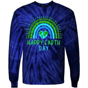 Happy Earth Day 2024 Cute Rainbow Earth Lover Tie-Dye Long Sleeve Shirt