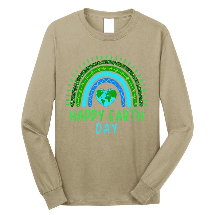 Happy Earth Day 2024 Cute Rainbow Earth Lover Long Sleeve Shirt