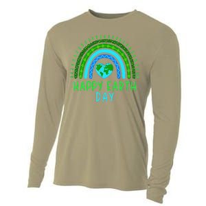 Happy Earth Day 2024 Cute Rainbow Earth Lover Cooling Performance Long Sleeve Crew