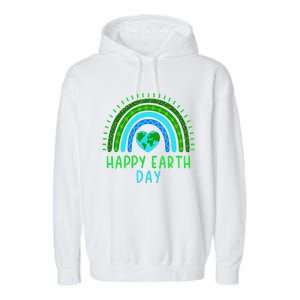 Happy Earth Day 2024 Cute Rainbow Earth Lover Garment-Dyed Fleece Hoodie