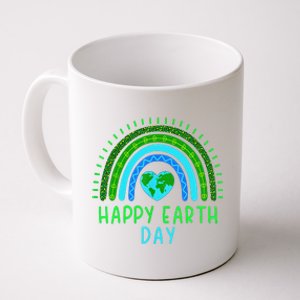 Happy Earth Day 2024 Cute Rainbow Earth Lover Coffee Mug