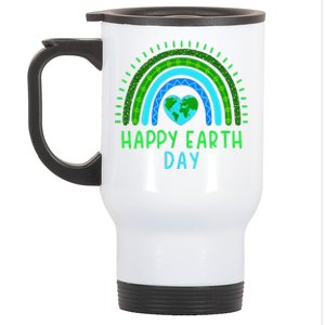 Happy Earth Day 2024 Cute Rainbow Earth Lover Stainless Steel Travel Mug