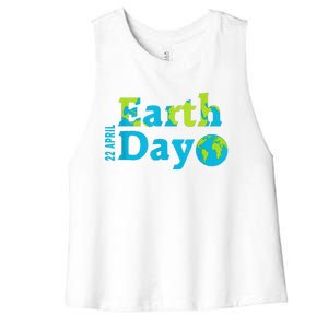 Happy Earth Day 2024 Gift Earth Day Women's Racerback Cropped Tank