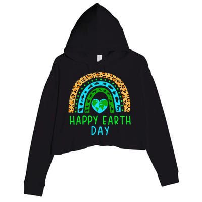 Happy Earth Day 2024 Rainbow Earth Lover Teachers Crop Fleece Hoodie