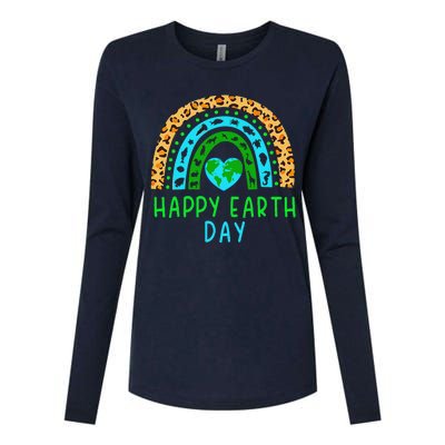 Happy Earth Day 2024 Rainbow Earth Lover Teachers Womens Cotton Relaxed Long Sleeve T-Shirt