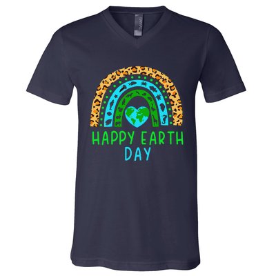 Happy Earth Day 2024 Rainbow Earth Lover Teachers V-Neck T-Shirt