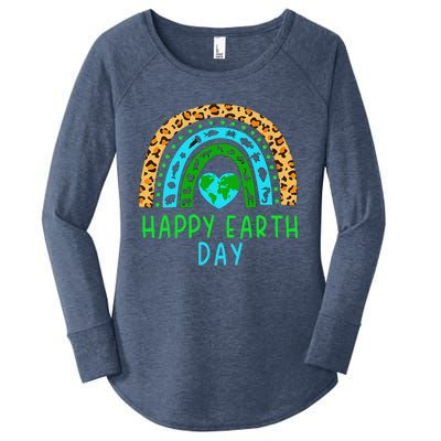 Happy Earth Day 2024 Rainbow Earth Lover Teachers Women's Perfect Tri Tunic Long Sleeve Shirt