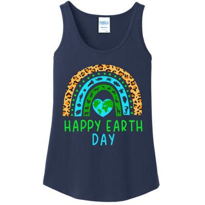 Happy Earth Day 2024 Rainbow Earth Lover Teachers Ladies Essential Tank