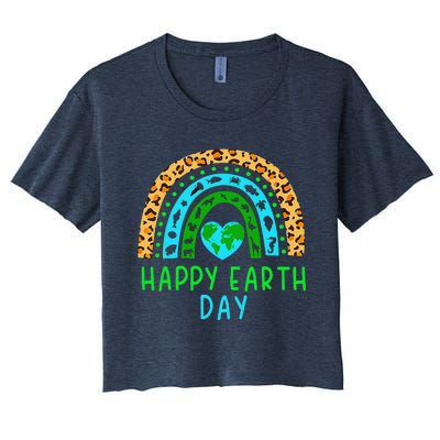 Happy Earth Day 2024 Rainbow Earth Lover Teachers Women's Crop Top Tee