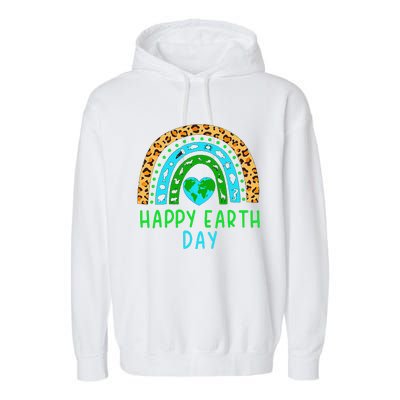 Happy Earth Day 2024 Rainbow Earth Lover Teachers Garment-Dyed Fleece Hoodie