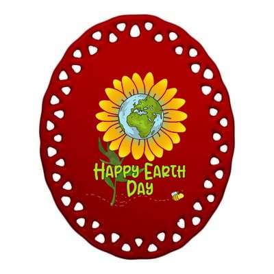 Happy Earth Day Every Day Sunflower Teachers Earth Day Ceramic Oval Ornament