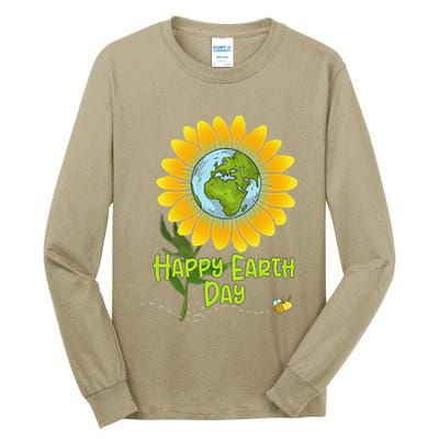 Happy Earth Day Every Day Sunflower Teachers Earth Day Tall Long Sleeve T-Shirt
