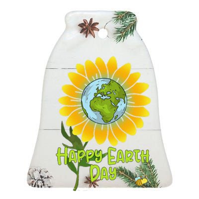 Happy Earth Day Every Day Sunflower Teachers Earth Day Ceramic Bell Ornament