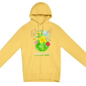 Happy Earth Day Flowers Planet Environment Premium Pullover Hoodie