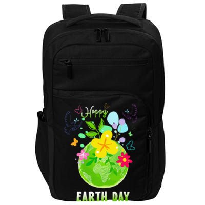 Happy Earth Day Flowers Planet Environment Impact Tech Backpack