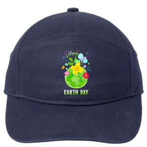 Happy Earth Day Flowers Planet Environment 7-Panel Snapback Hat