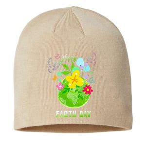 Happy Earth Day Flowers Planet Environment Sustainable Beanie