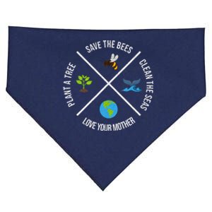 Happy Earth Day Plant Trees Clean Seas Save Bees Fun Science USA-Made Doggie Bandana