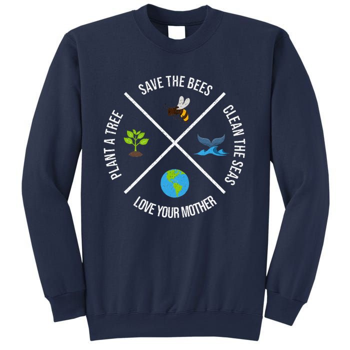 Happy Earth Day Plant Trees Clean Seas Save Bees Fun Science Sweatshirt