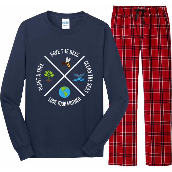 Happy Earth Day Plant Trees Clean Seas Save Bees Fun Science Long Sleeve Pajama Set