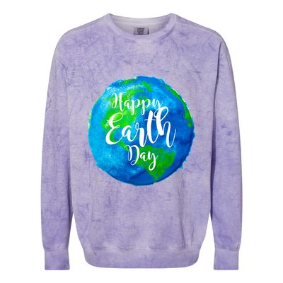 Happy Earth Day Globe Colorblast Crewneck Sweatshirt