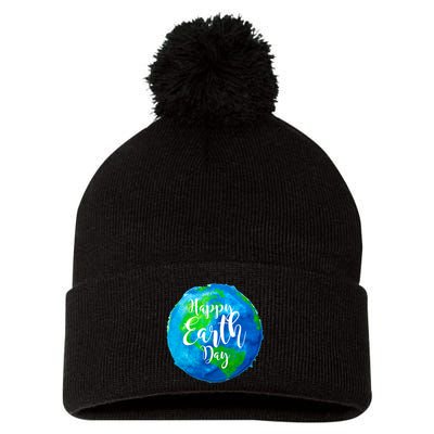 Happy Earth Day Globe Pom Pom 12in Knit Beanie