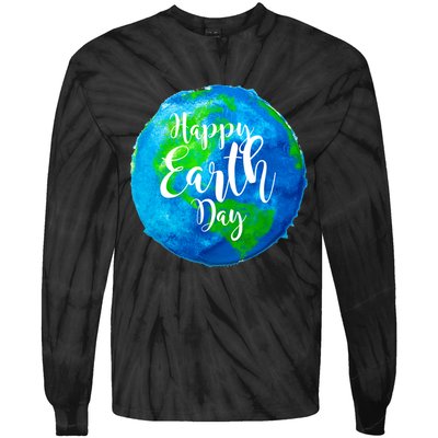 Happy Earth Day Globe Tie-Dye Long Sleeve Shirt