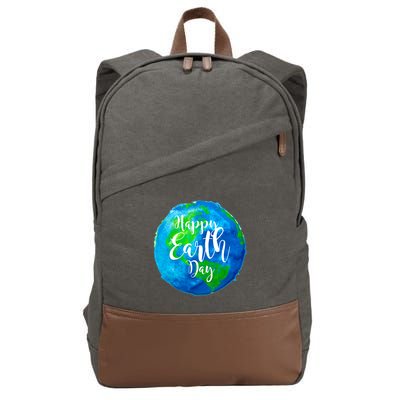 Happy Earth Day Globe Cotton Canvas Backpack