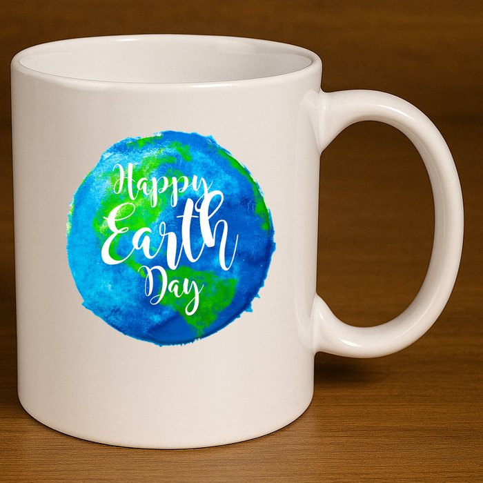 Happy Earth Day Globe 11oz C Handle Ceramic Mug