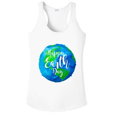 Happy Earth Day Globe Ladies PosiCharge Competitor Racerback Tank