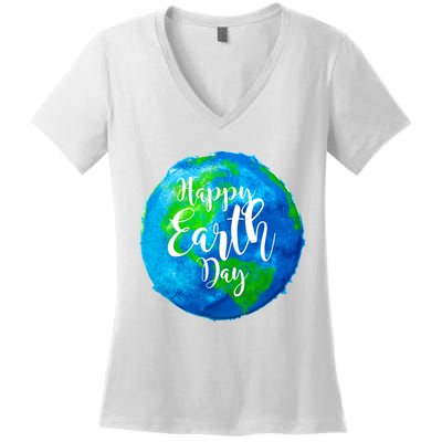 Happy Earth Day Globe Women's V-Neck T-Shirt
