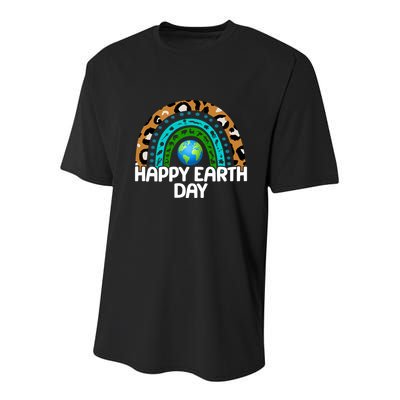 Happy Earth Day Wildlife Sealife Rainbow Youth Performance Sprint T-Shirt