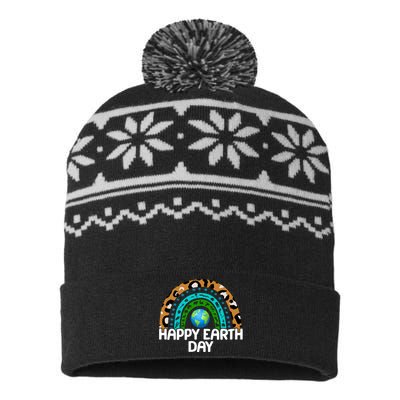 Happy Earth Day Wildlife Sealife Rainbow USA-Made Snowflake Beanie