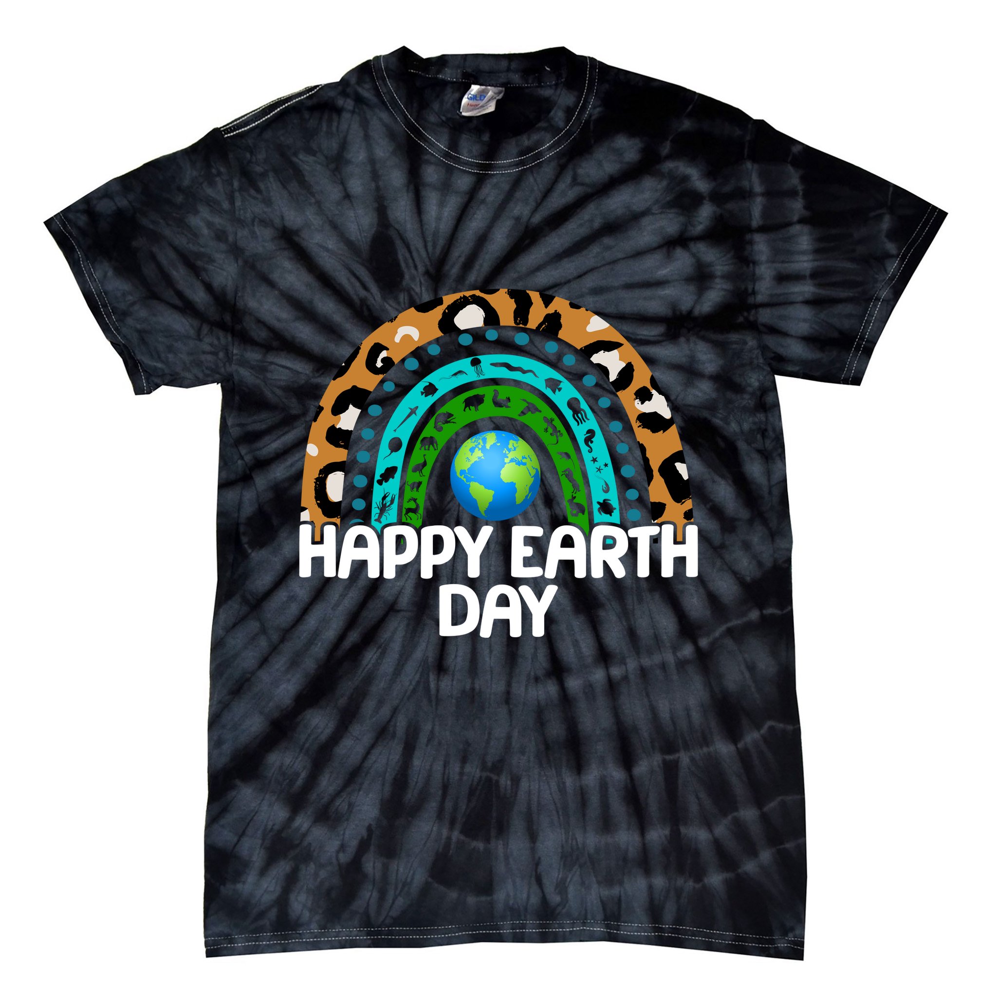 Happy Earth Day Wildlife Sealife Rainbow Tie-Dye T-Shirt