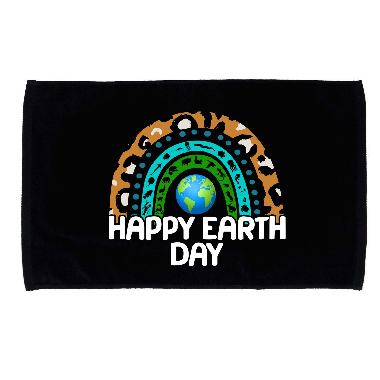 Happy Earth Day Wildlife Sealife Rainbow Microfiber Hand Towel