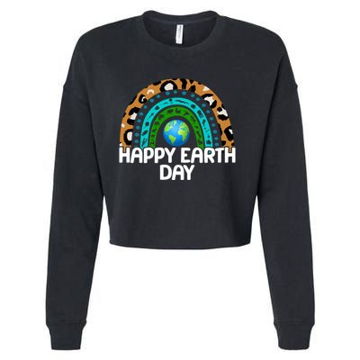 Happy Earth Day Wildlife Sealife Rainbow Cropped Pullover Crew