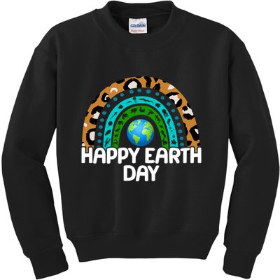 Happy Earth Day Wildlife Sealife Rainbow Kids Sweatshirt