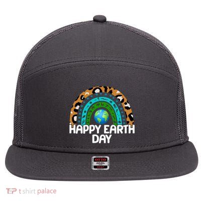 Happy Earth Day Wildlife Sealife Rainbow 7 Panel Mesh Trucker Snapback Hat
