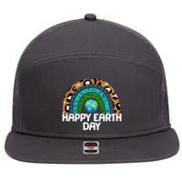 Happy Earth Day Wildlife Sealife Rainbow 7 Panel Mesh Trucker Snapback Hat