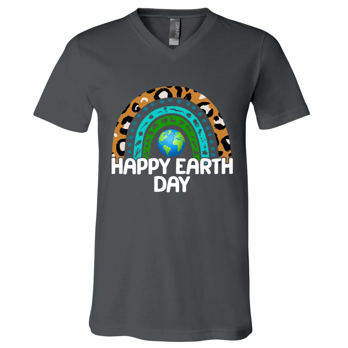 Happy Earth Day Wildlife Sealife Rainbow V-Neck T-Shirt