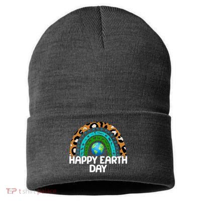 Happy Earth Day Wildlife Sealife Rainbow Sustainable Knit Beanie