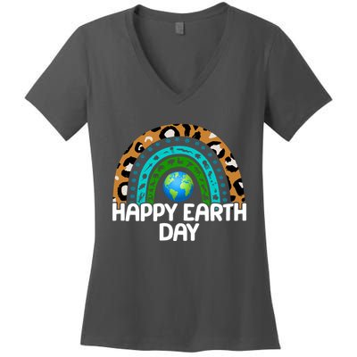 Happy Earth Day Wildlife Sealife Rainbow Women's V-Neck T-Shirt