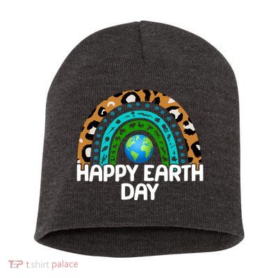 Happy Earth Day Wildlife Sealife Rainbow Short Acrylic Beanie