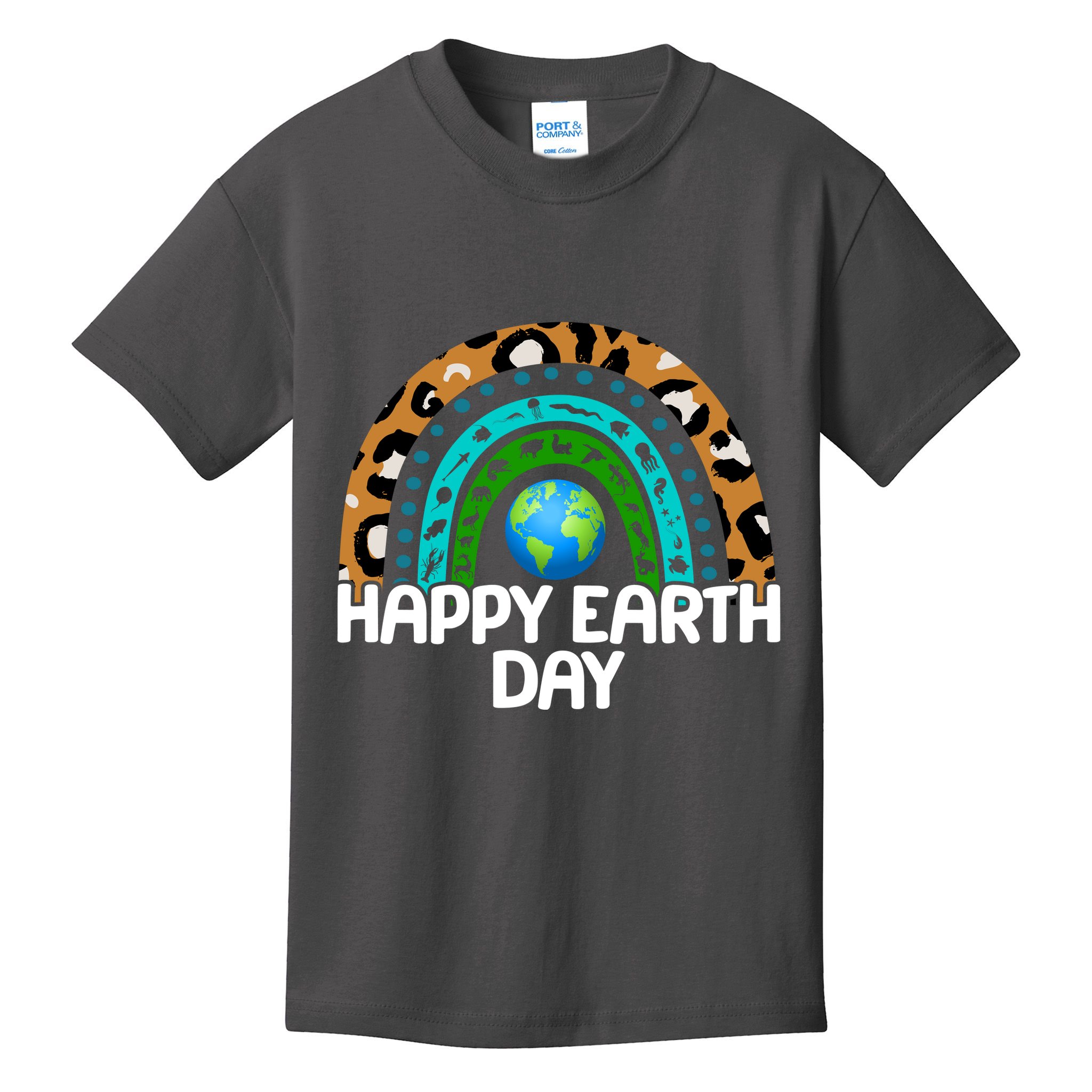 Happy Earth Day Wildlife Sealife Rainbow Kids T-Shirt