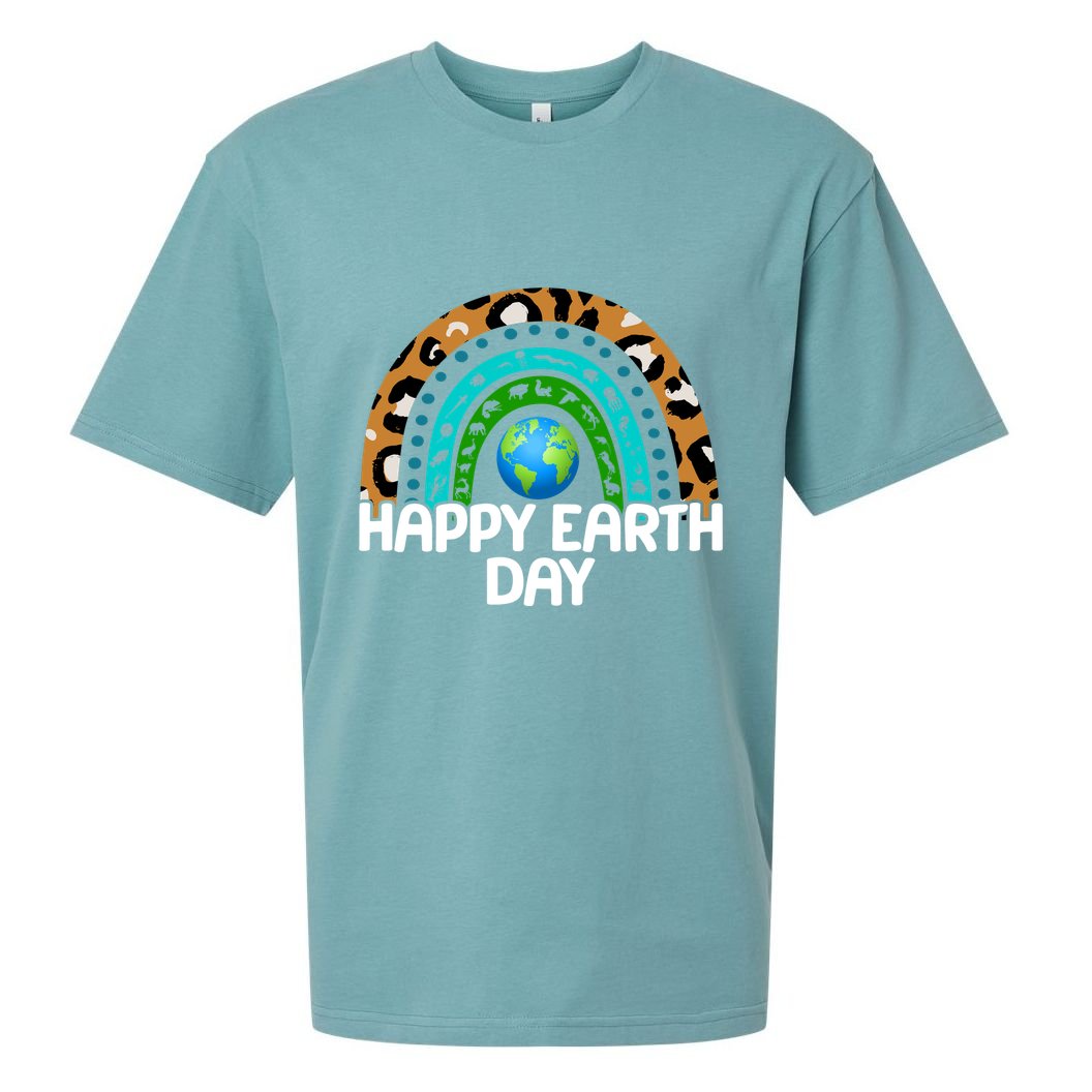 Happy Earth Day Wildlife Sealife Rainbow Sueded Cloud Jersey T-Shirt