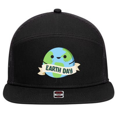 Happy Earth Day 7 Panel Mesh Trucker Snapback Hat