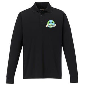 Happy Earth Day Performance Long Sleeve Polo