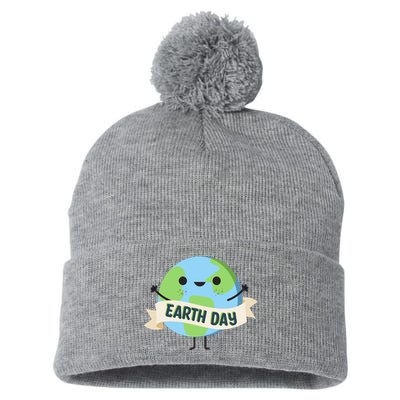 Happy Earth Day Pom Pom 12in Knit Beanie