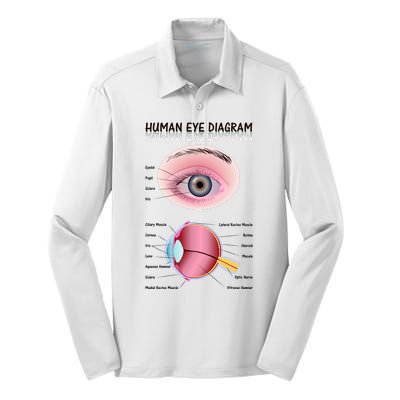 Human Eye Diagram Silk Touch Performance Long Sleeve Polo